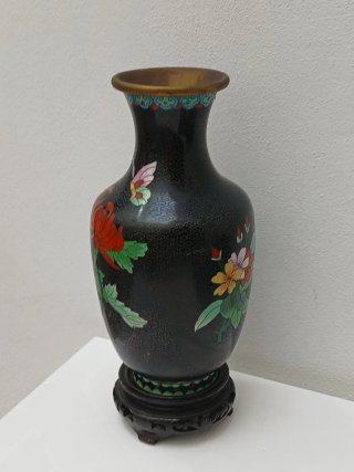 Vaso Cinese Vintage Cloisonné Fiori