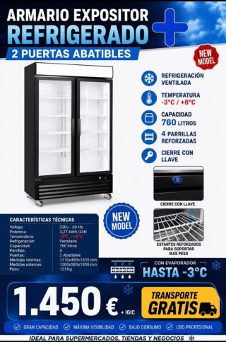 Armario Refrigerado Expositor 2 Puertas