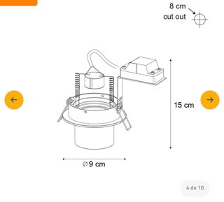 Foco empotrado LED GU10 Beige Redondo orientable