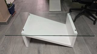 Mesa de centro cristal y madera URGE VENTA