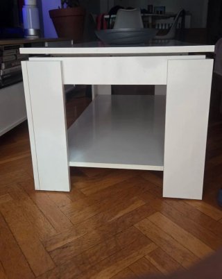 Mesa centro elevable blanca y gris
