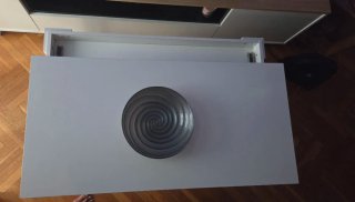 Mesa centro elevable blanca y gris