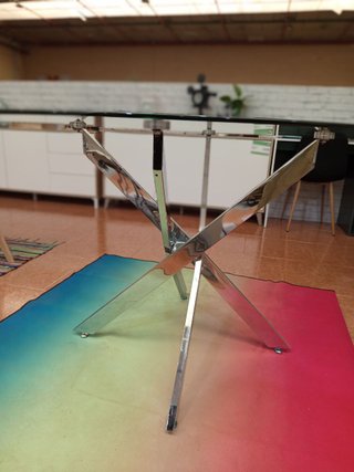 Mesa redonda cristal y metal