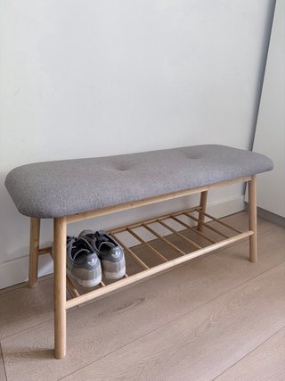 Banco zapatero tapizado madera