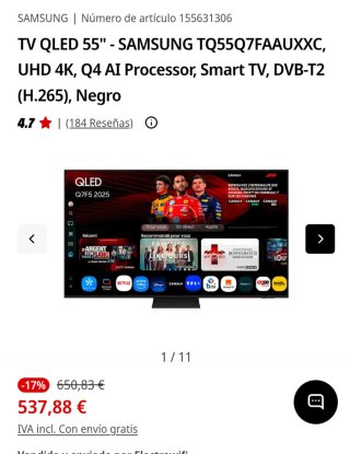 TV QLED 55" - SAMSUNG TQ55Q7FAAUXXC,