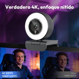 Nuevo Webcam 4K con Luz y Micrófono