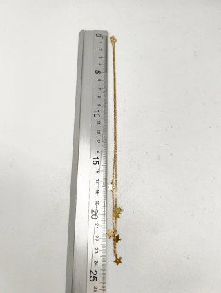 Cadena fina Oro 18k estrellas colgando 45cm largo