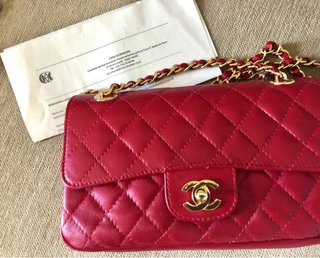 Bolso Chanel Piel Rojo Dorado
