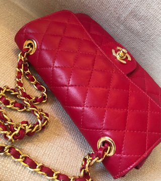 Bolso Chanel Piel Rojo Dorado