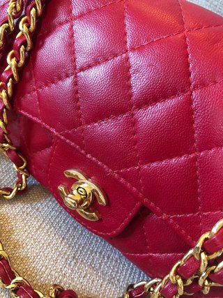 Bolso Chanel Piel Rojo Dorado