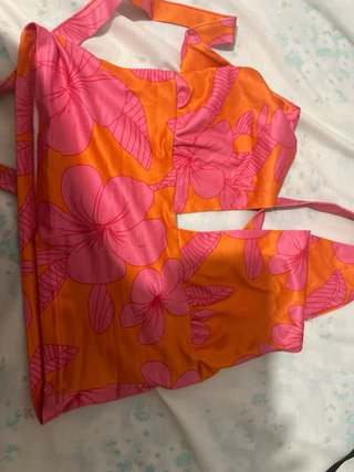 Top Hawaiano Naranja y Rosa