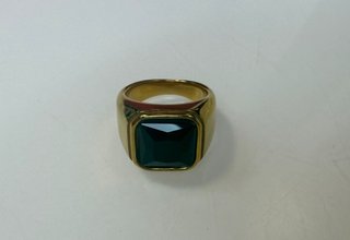 Anillo acero hombre tipo sello piedra negra t 18