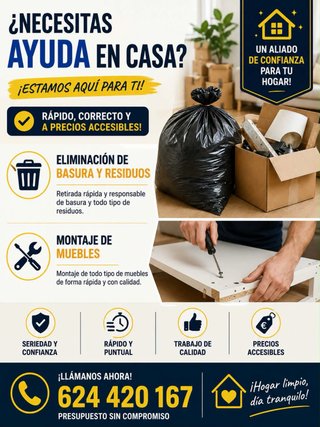 Eliminación de basura y montaje de muebles