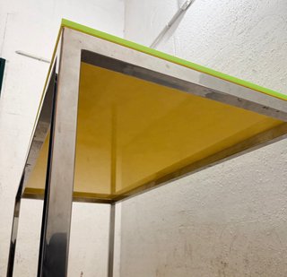 Mesa auxiliar inox y vidrio templado
