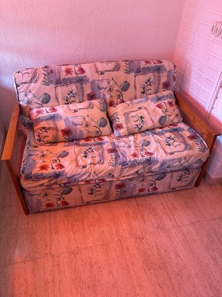 Sofá Cama Tela Estampada Madera