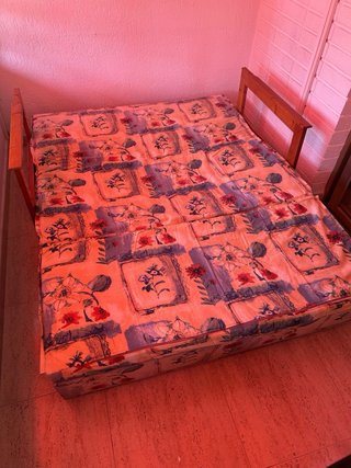Sofá Cama Tela Estampada Madera