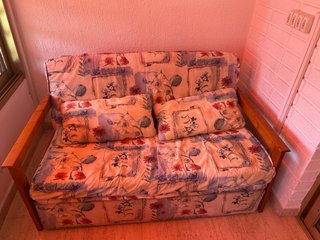 Sofá Cama Tela Estampada Madera