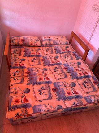 Sofá Cama Tela Estampada Madera