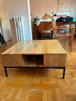 Mesa de centro Maison du Monde madeira e metal