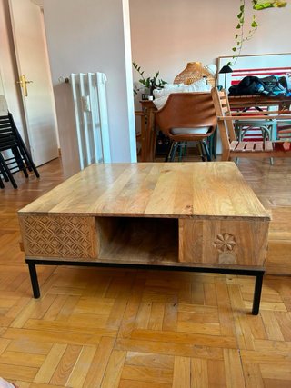 Mesa de centro Maison du Monde madeira e metal