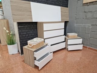 Cabecero, cómoda y 2 mesitas de noche