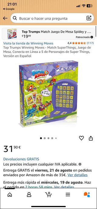 Juego de mesa Super Zings Match