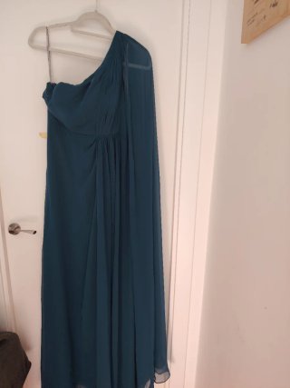 Vestido de fiesta verde azulado