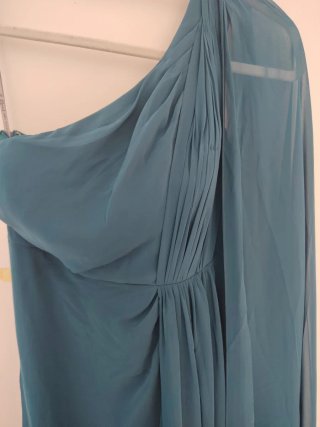 Vestido de fiesta verde azulado