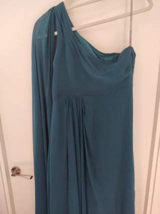 Vestido de fiesta verde azulado