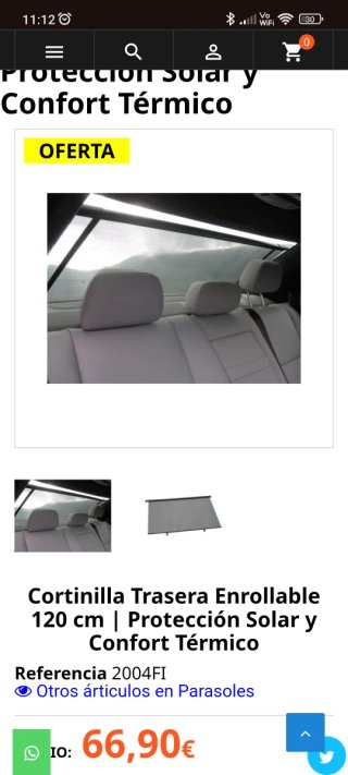 Cortinilla Enrollable Coche 120cm