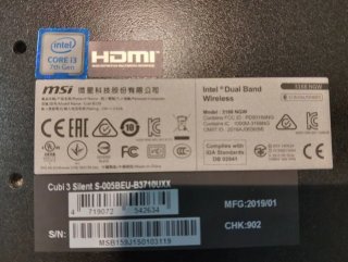Mini PC MSI Cubi 3 i3-7100U Barebone Win11