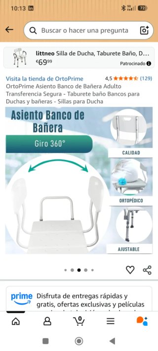 Asiento Bañera Adulto Plata y Blanco
