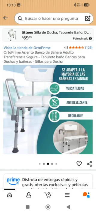 Asiento Bañera Adulto Plata y Blanco