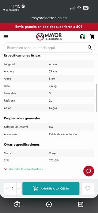 Amplificador Vonyx VXA-1500 2x750W