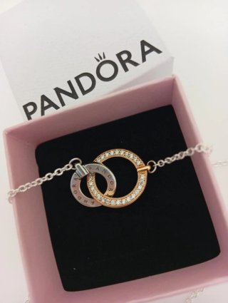 Collar Pandora Doble Aro Brillantes