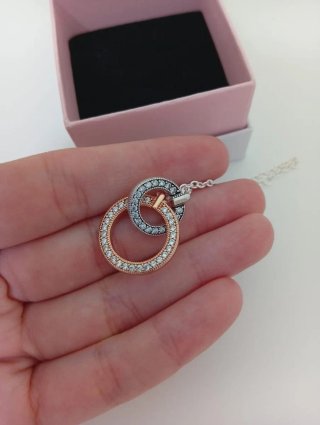 Collar Pandora Doble Aro Brillantes
