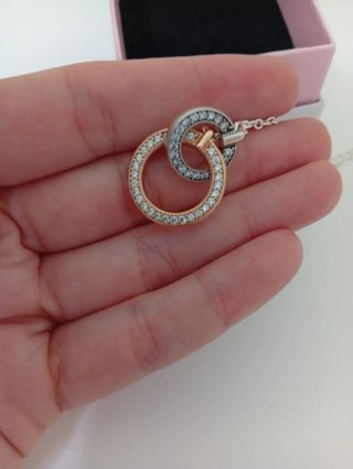 Collar Pandora Doble Aro Brillantes