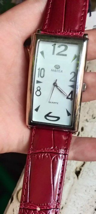 Reloj Marea Rectangular Correa Piel Roja