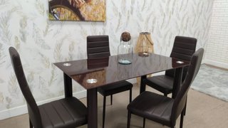 Conjunto Comedor Mesa Cristal y 4 Sillas