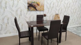 Conjunto Comedor Mesa Cristal y 4 Sillas
