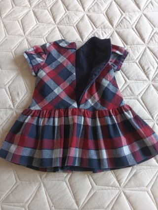 Vestido infantil cuadros rojo y azul