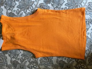 Camiseta canalé naranja Mango Talla S