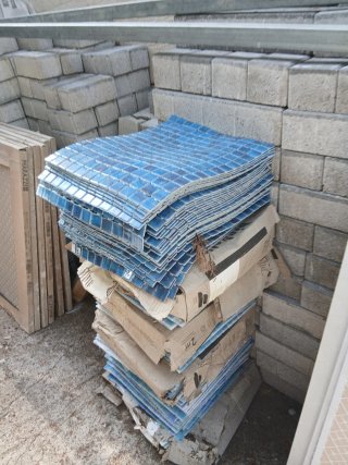 Mosaico Piscina Azul y Gris