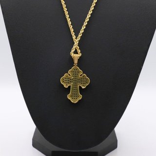 COLGANTE CRUZ CON CIRCONITAS BLANCAS Y AZULES.