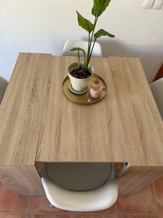 Mesa comedor y 4 sillas madera y plástico