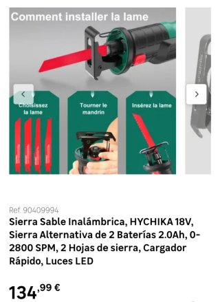 Sierra Sable HYCHIKA 18V Inalámbrica de batería