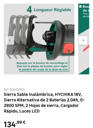 Sierra Sable HYCHIKA 18V Inalámbrica de batería