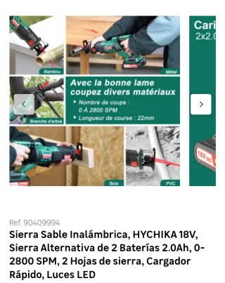 Sierra Sable HYCHIKA 18V Inalámbrica de batería