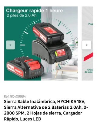 Sierra Sable HYCHIKA 18V Inalámbrica de batería