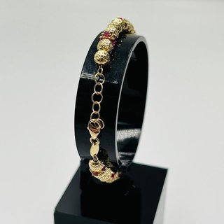 PULSERA BOLAS DIAMANTADAS Y PIEDRAS ROJAS.